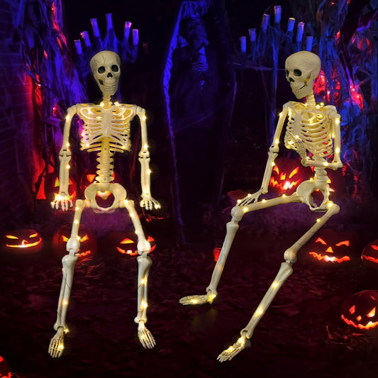 2.95 foot tall Warm Light Stand-able Hanging Halloween Luminous Skeleton - Ships from China does not ship to the US