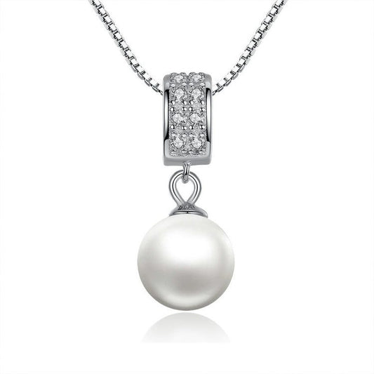 .925 Sterling Silver Simulated Pearl Pendant Necklace Ships from China does not ship to the US